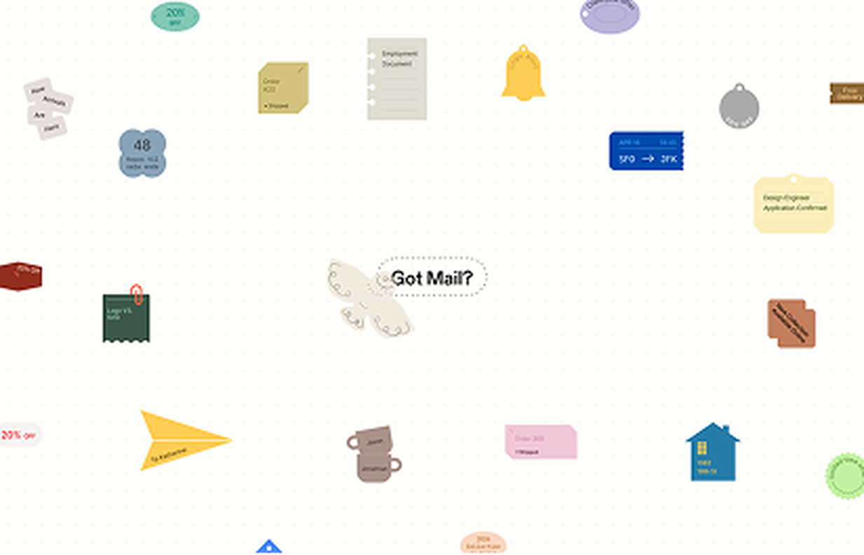 Feather Computer playful interactive mail landing page