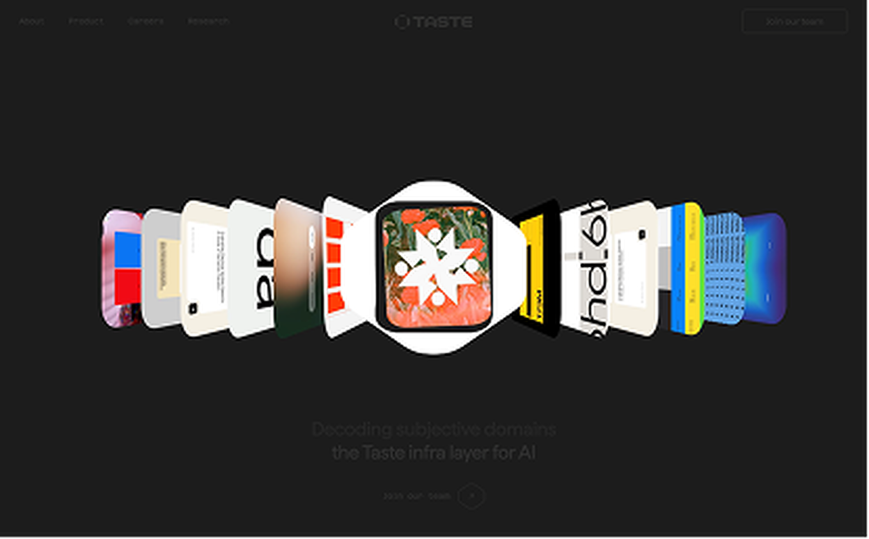Taste Labs visual AI research landing page